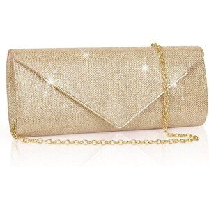 🆕Women Gold Clutch Purses Sparkling Envelope Evening Bag with Detachable Chain